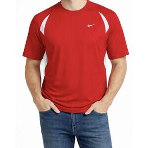 Nike FITDRY Mesh Moisture Wicking Men's Red/White XL Short Sleeve T-Shirt